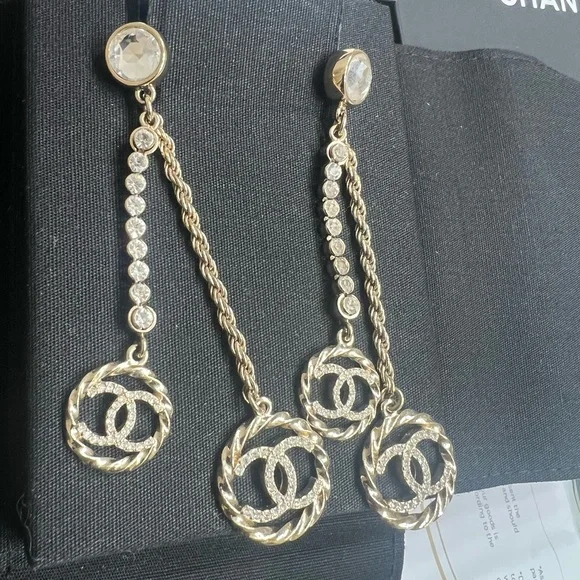 RARE CHANEL DOUBLE DANGLE EARRINGS - Picture 9 of 17